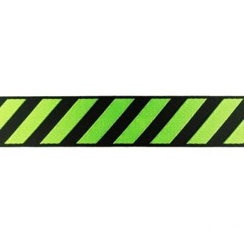 Gurtband 4 cm breit mit Streifen Schwarz/Lime glänzend
